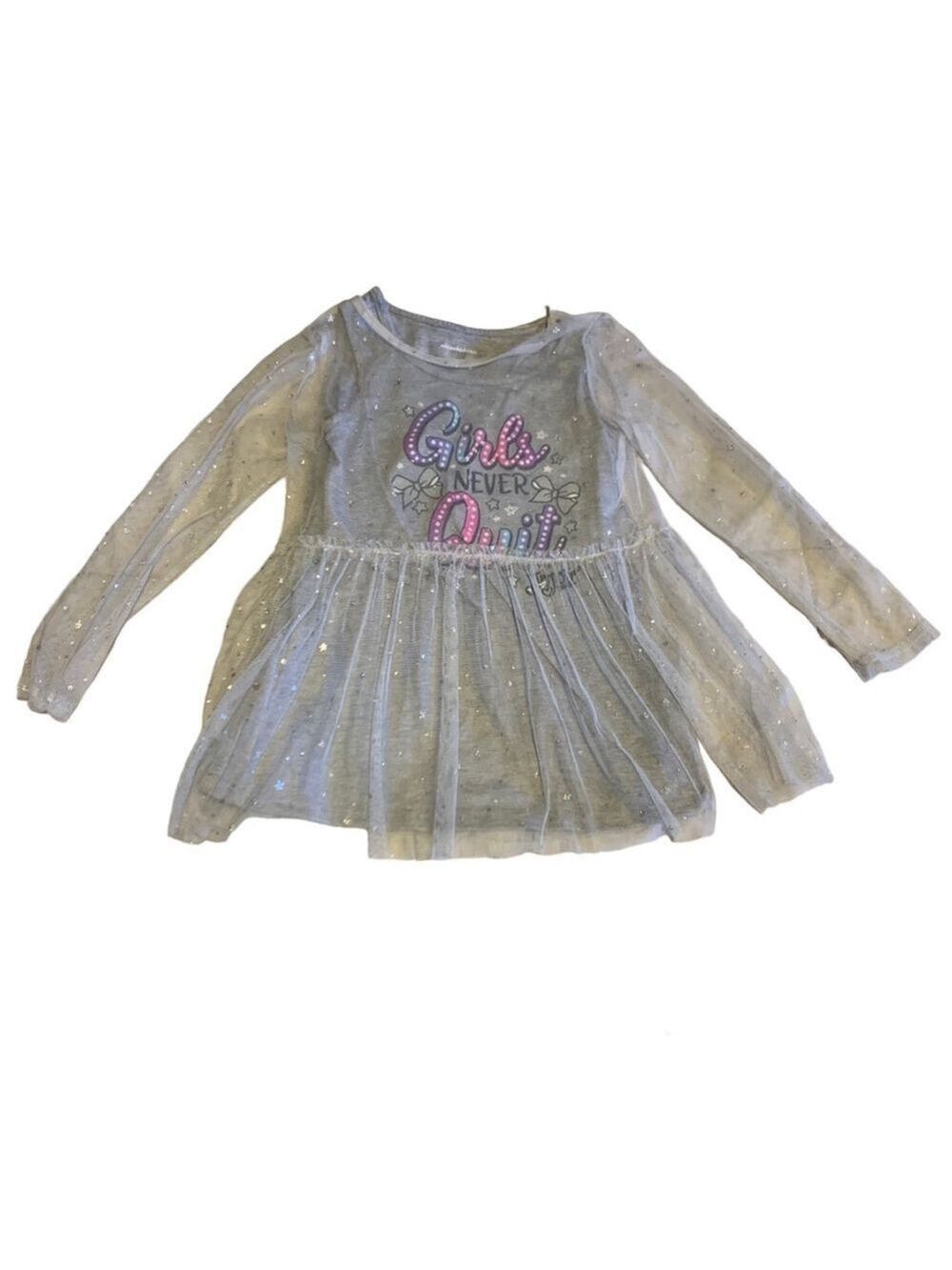 JOJO SIWA Gray sheer Sparkle 2 piece Top set small 6/6x Denim Shorts